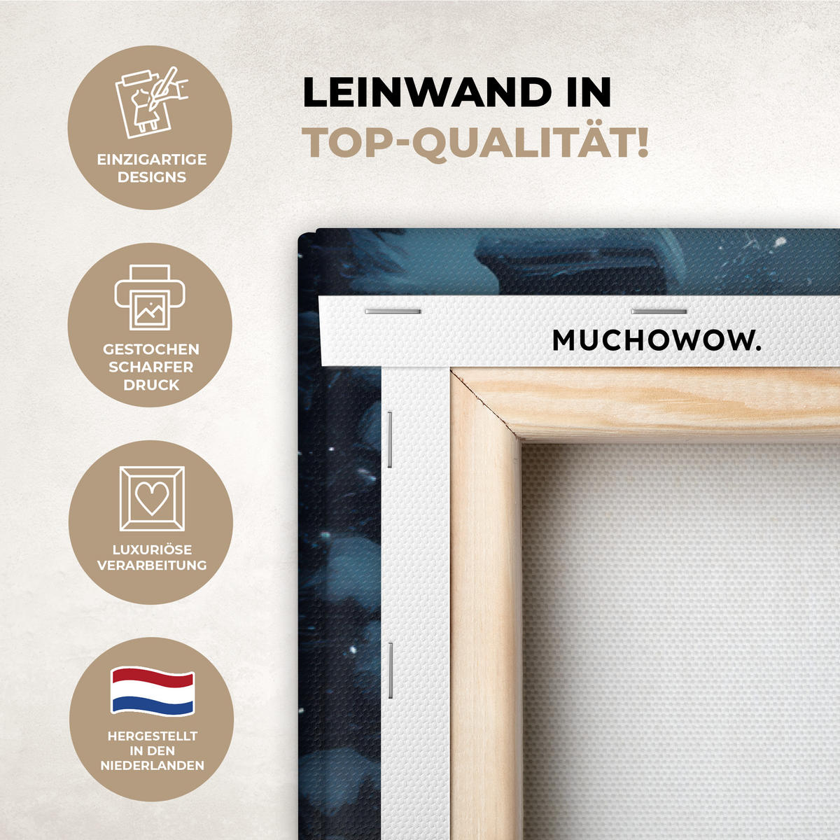 LEINWANDBILD Weihnachtsdorf - Weihnachten - Schnee - Winter XXL 150x100 cm - Dunkelblau, Textil (150/100cm) - MuchoWow