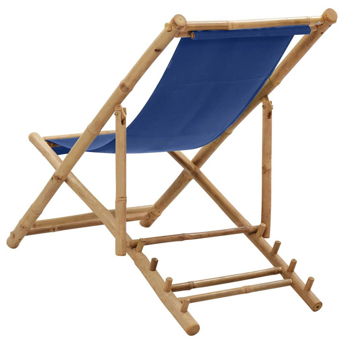 LIEGESTUHL Bambus Und Canvas Marineblau - Blau, Textil (60/93/123cm) - vidaXL