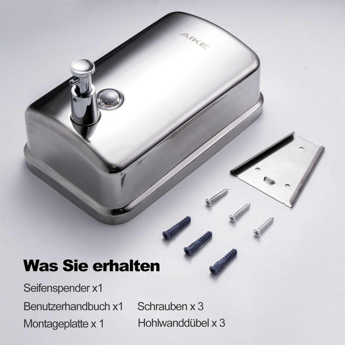 SEIFENSPENDER Wandmontage Edelstahl 1000ml poliert - Silberfarben, Metall (12.4/20.9/6.8cm)