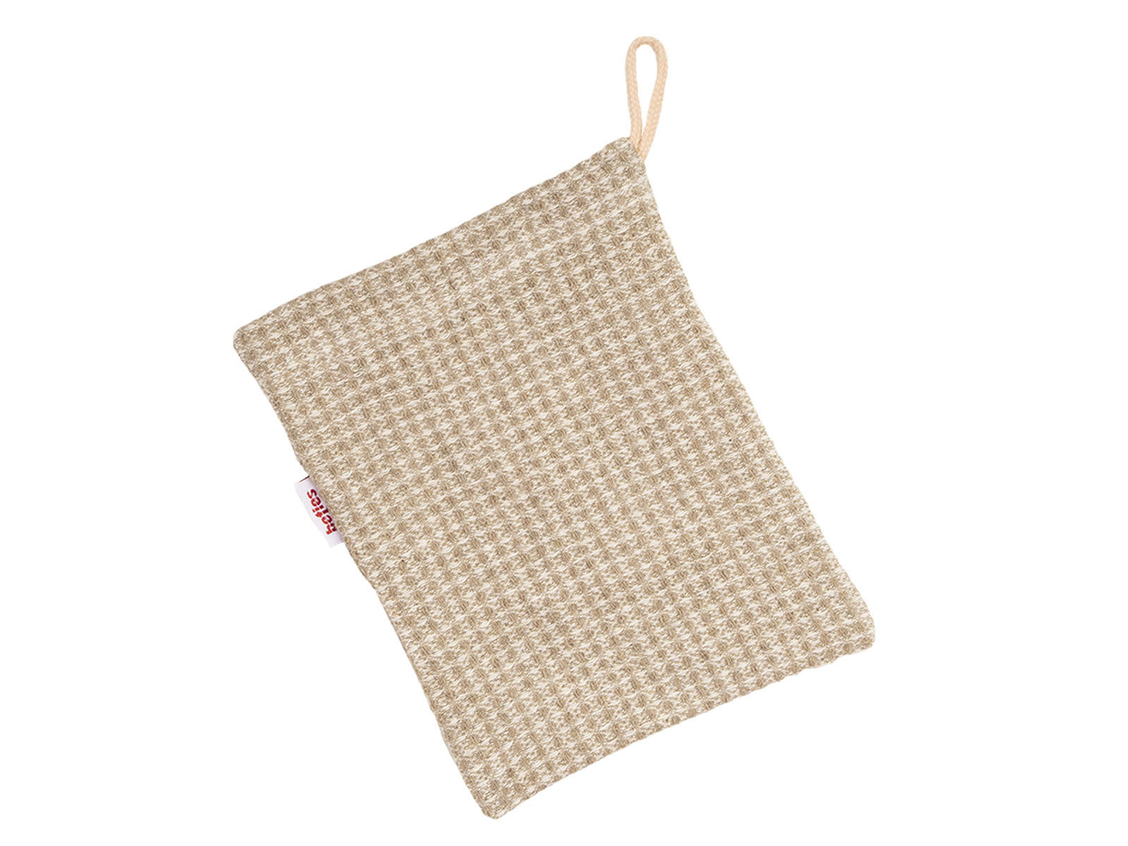 WASCHANDSCHUH Leinen-Waffelpique 17/20 cm - Beige/Naturfarben, Textil (17/20cm) - beties Heimtextil