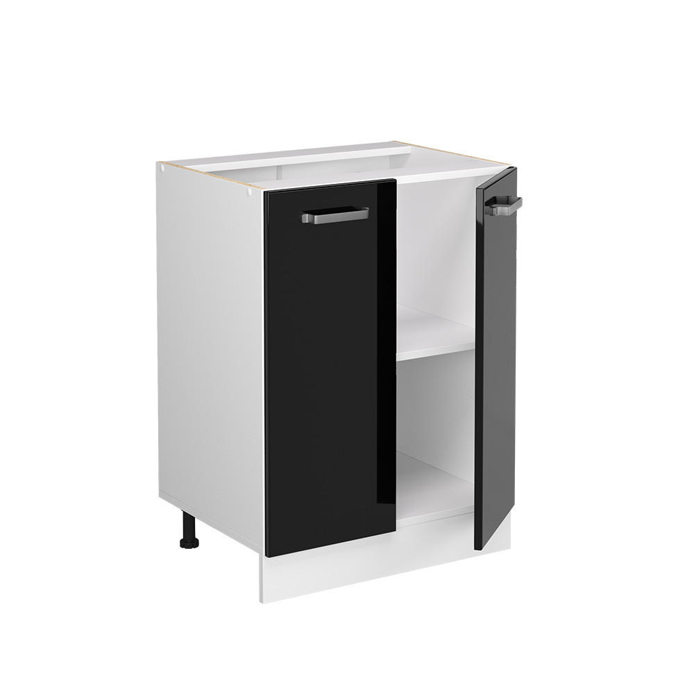 KÜCHENUNTERSCHRANK KÜCHENSCHRANK R-Line Schwarz Hochglanz 60 cm ohne AP - Schwarz Hochglanz/Schwarz, Holzwerkstoff (60/81.6/46cm) - Vicco