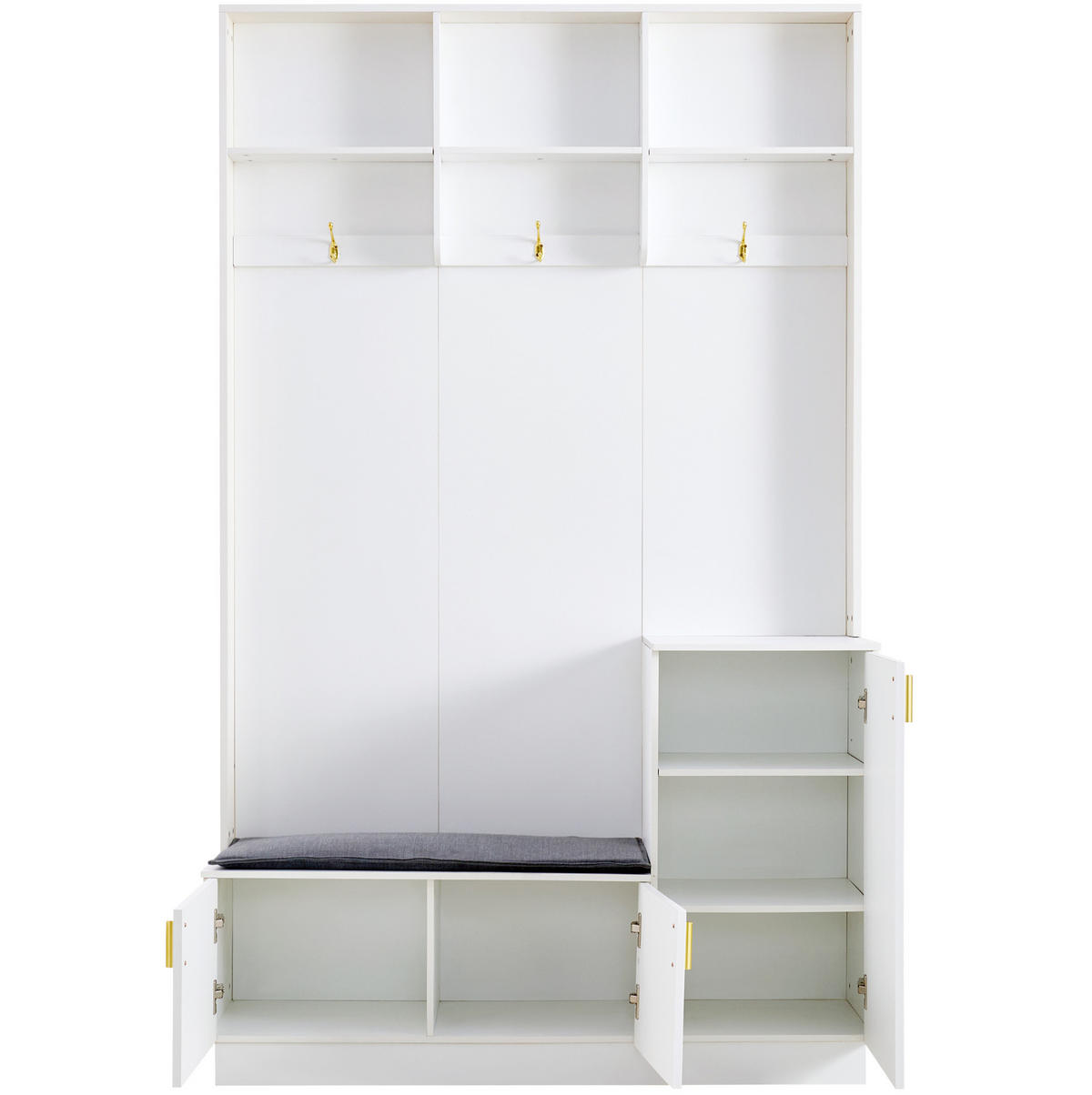 GARDEROBE mit Sitzbank und Schuhablage 120 x 40 x 200 cm Weiß - Weiß, Holzwerkstoff (40/200/120cm) - Beauniv