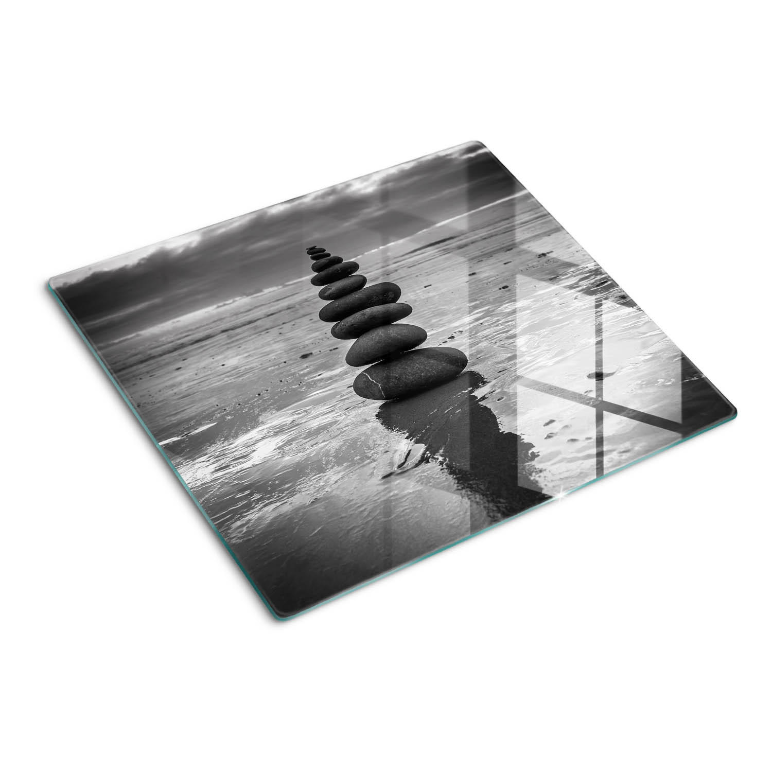 GLASPLATTE 60x52 cm Ausgleichssteine - Schwarz, Glas (60/0.4/52cm) - TULUP