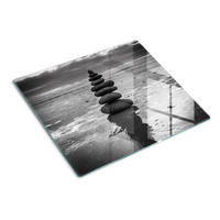 GLASPLATTE 60x52 cm Ausgleichssteine - Schwarz, Glas (60/0.4/52cm) - TULUP