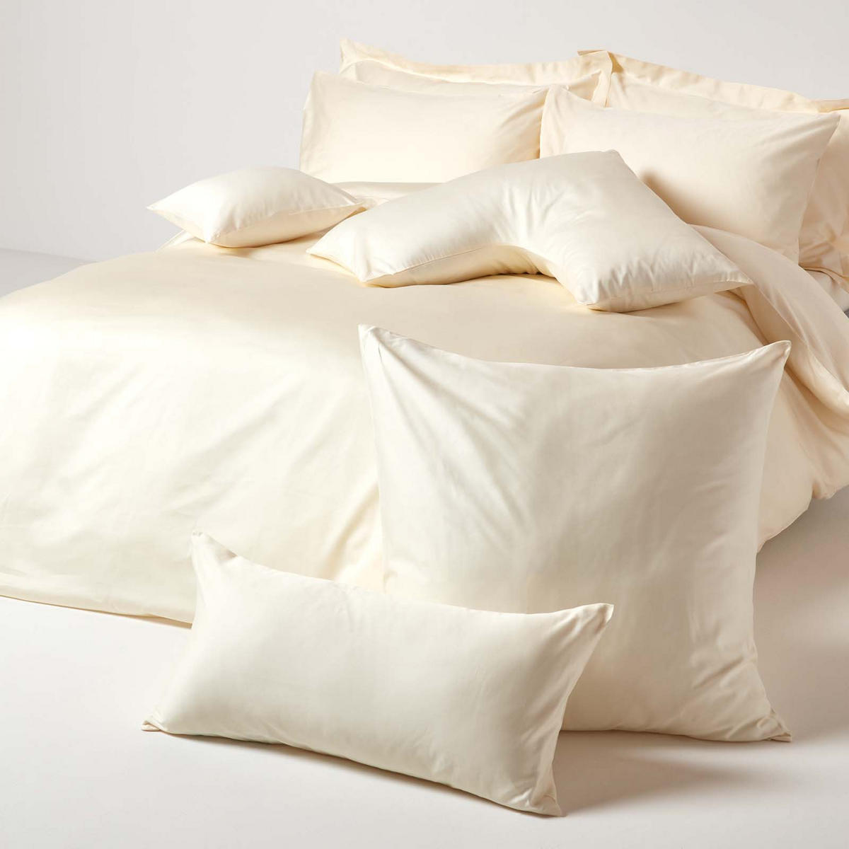 BIO-KISSENBEZUG Satin, Fadendichte 400 - Creme, Textil (80/80cm) - Homescapes