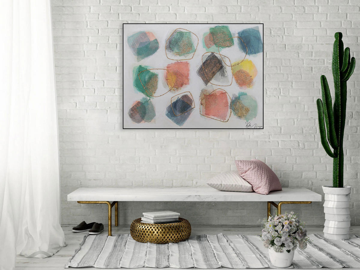 ACRYLBILD HANDGEMALT 100/75 cm - Beige/Weiß, Holz/Textil (100/75cm) - KUNSTLOFT