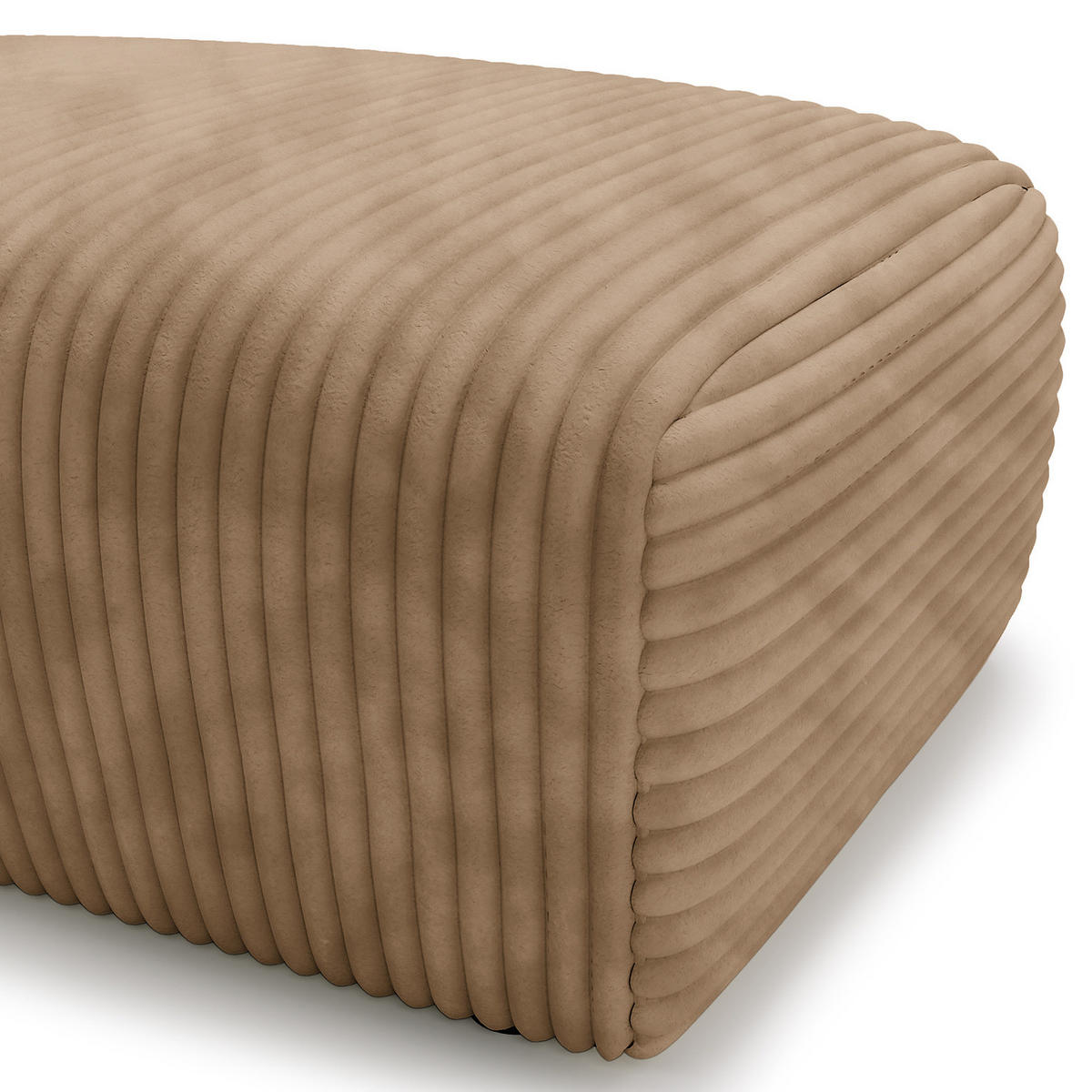 POLSTERHOCKER - Cord - Hellbraun/Schwarz, Kunststoff/Textil (110/40/72cm) - home24