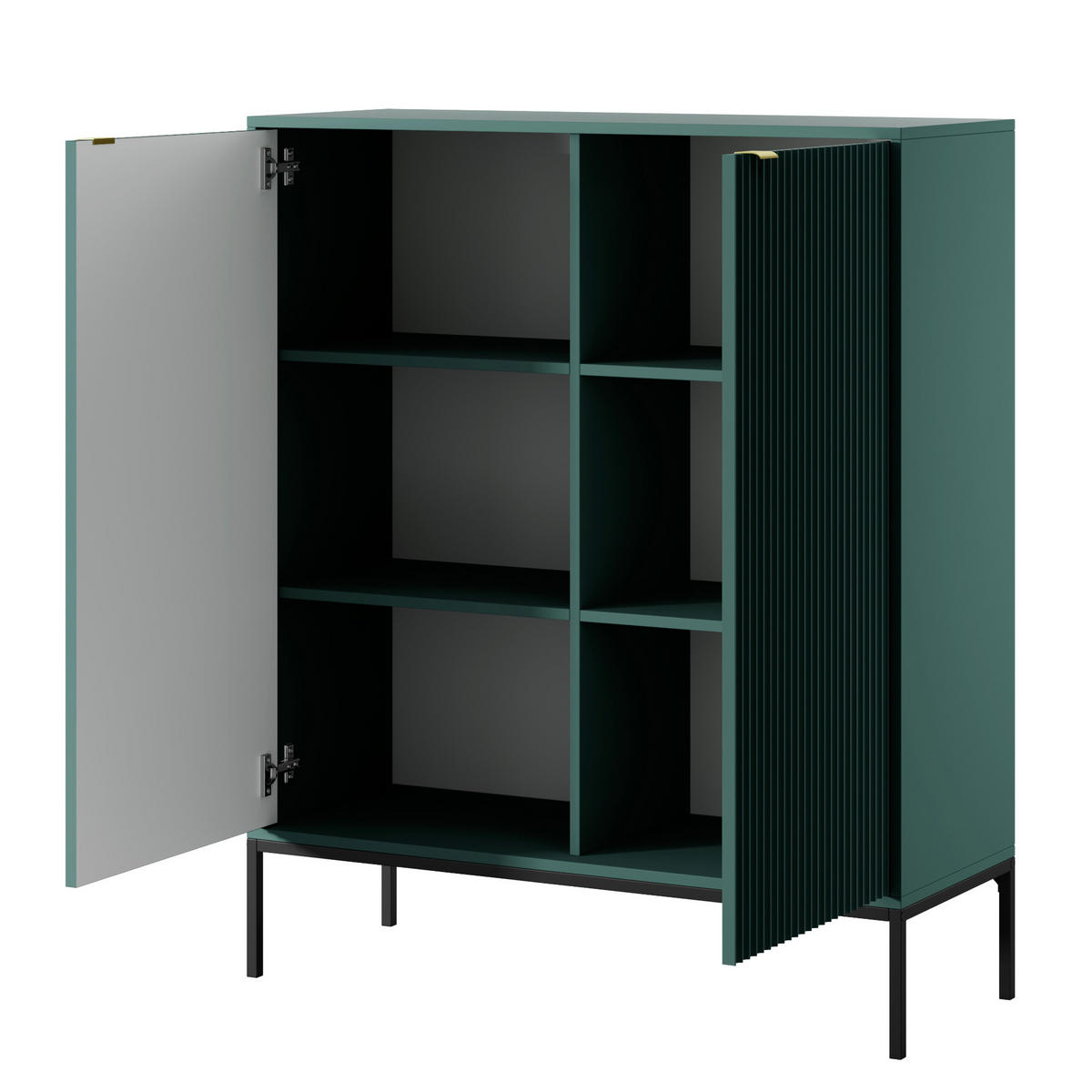 SIDEBOARD NANAIMO KOM1-2D Profilierte Fronten, Grün - Grün, Holzwerkstoff/Kunststoff (104/125/39cm) - Komodee