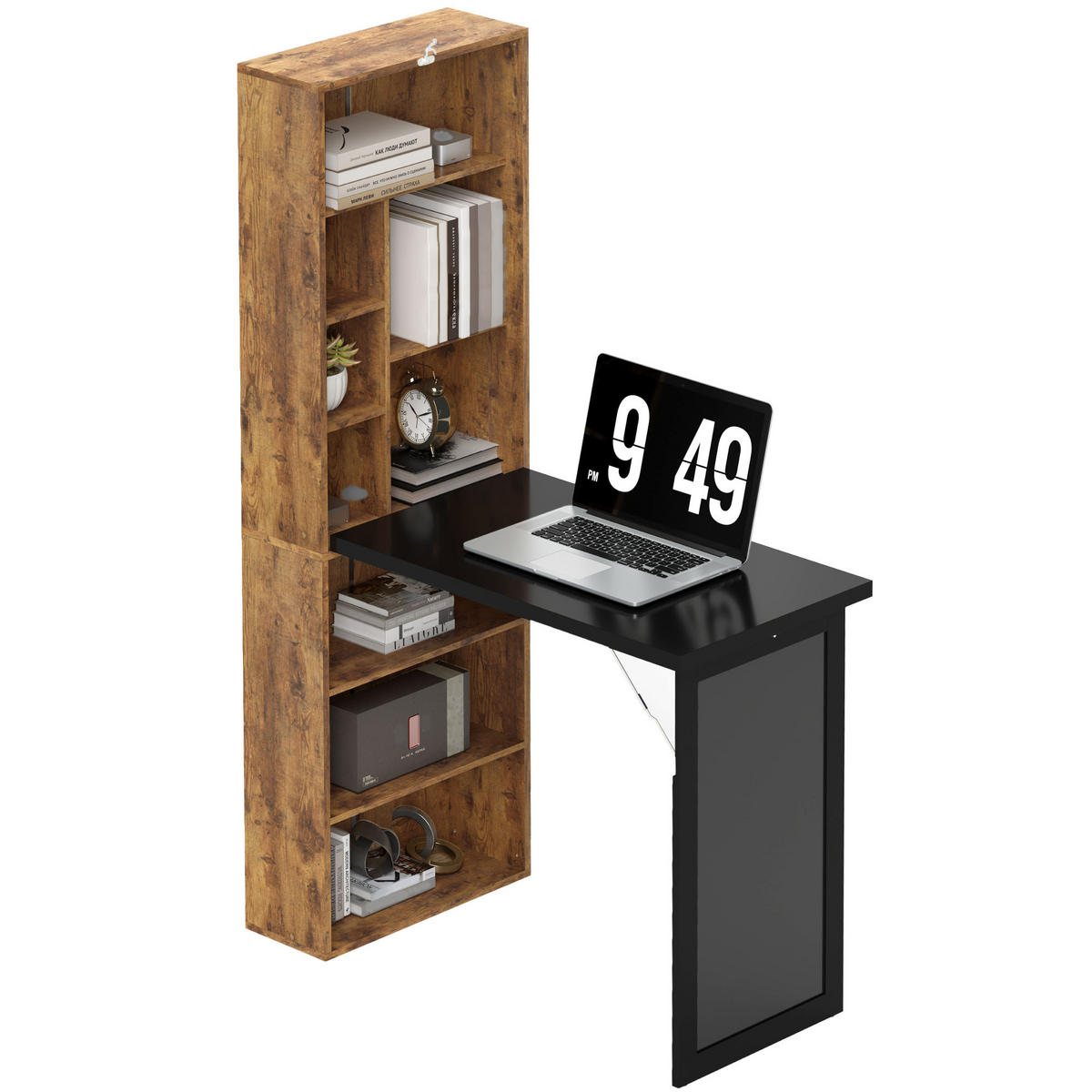SCHREIBTISCH Braun klappbar mit Regal und Tafel 98/51/153 cm - Rotbraun, Holzwerkstoff (51/98/153cm) - PANGIVO