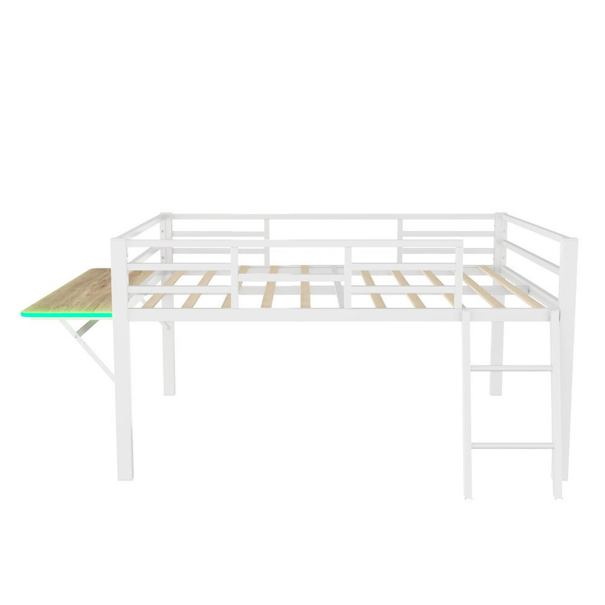 METALLBETT 140 x 200 cm in Weiß mit LED-Lichtband - Weiß, Metall (140/200cm) - KOMHTOM