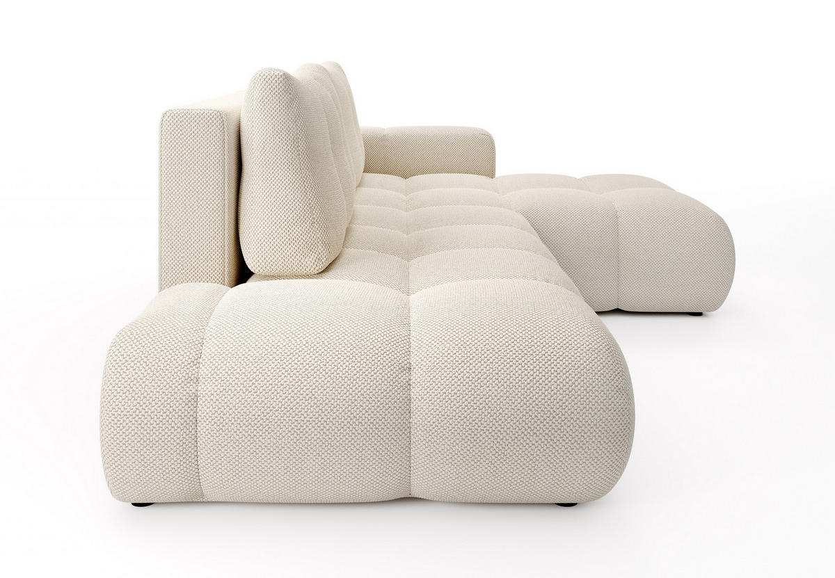 ECKSOFA L Form Hosio Beige 286/177/88 cm Rechts mit Schlaffunktion - Beige/Schwarz, Kunststoff/Textil (286/177cm) - AX Living