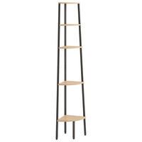 REGAL mit 5 Böden 45,5/31,5/180 cm für die Ecke aus Holzwerkstoff, Stahl Hellbraun, Schwarz - Hellbraun, Holz (45.5/180/31.5cm) - vidaXL
