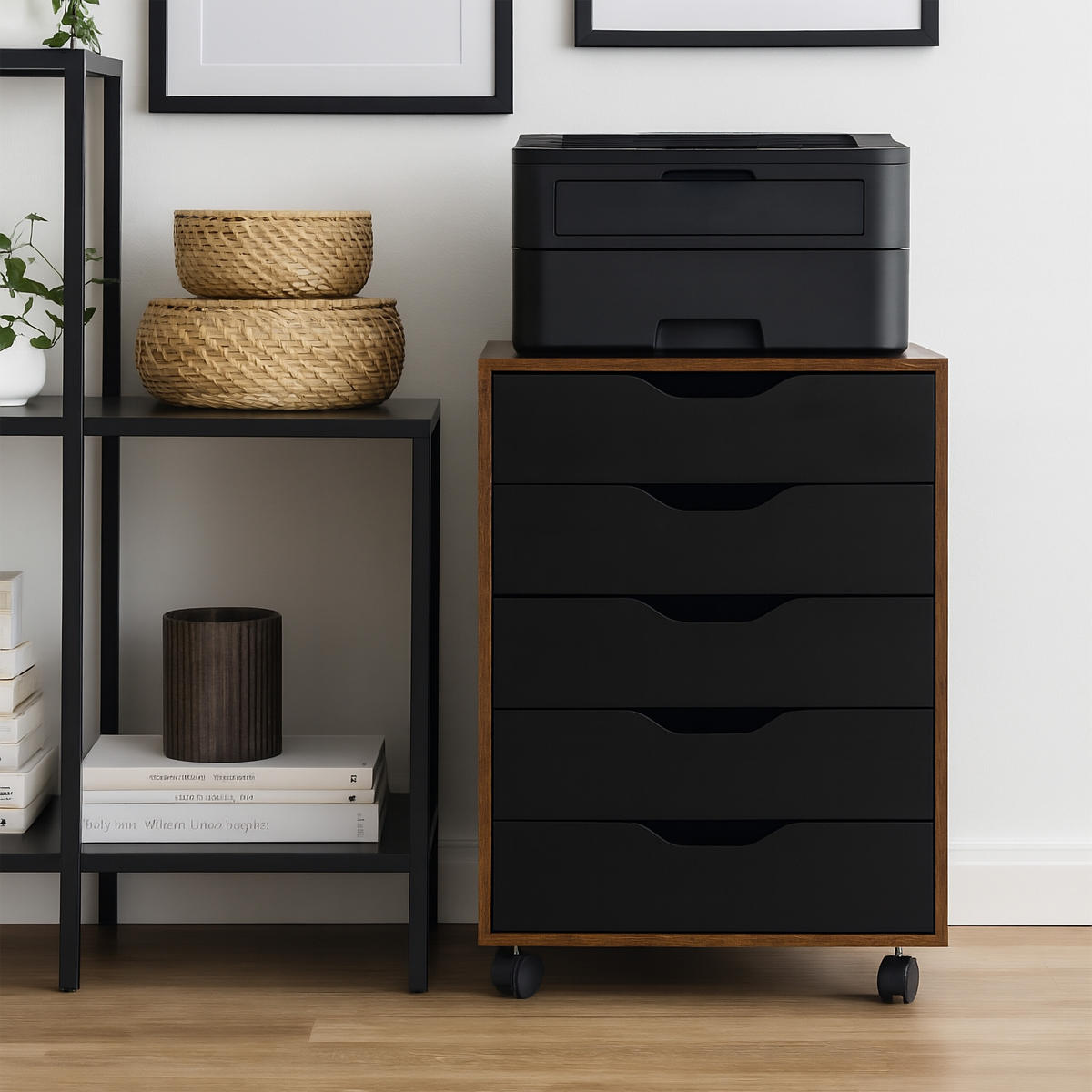 ROLLCONTAINER - Multicolor/Schwarz, Holzwerkstoff/Kunststoff (48/66.5/39.5cm) - Relaxdays