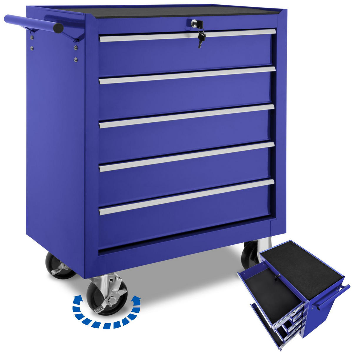 WERKZEUGWAGEN ,Rollen Ø 100 mm,blau - Blau, Metall (33/79/69cm) - tectake
