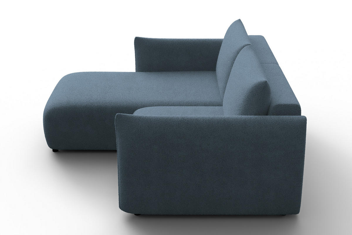 ECKSOFA TAUER 3-Sitzer LINKS, Bouclé-Stoff blau - Blau/Schwarz, Holz/Textil (173/206cm) - Courtois Laville