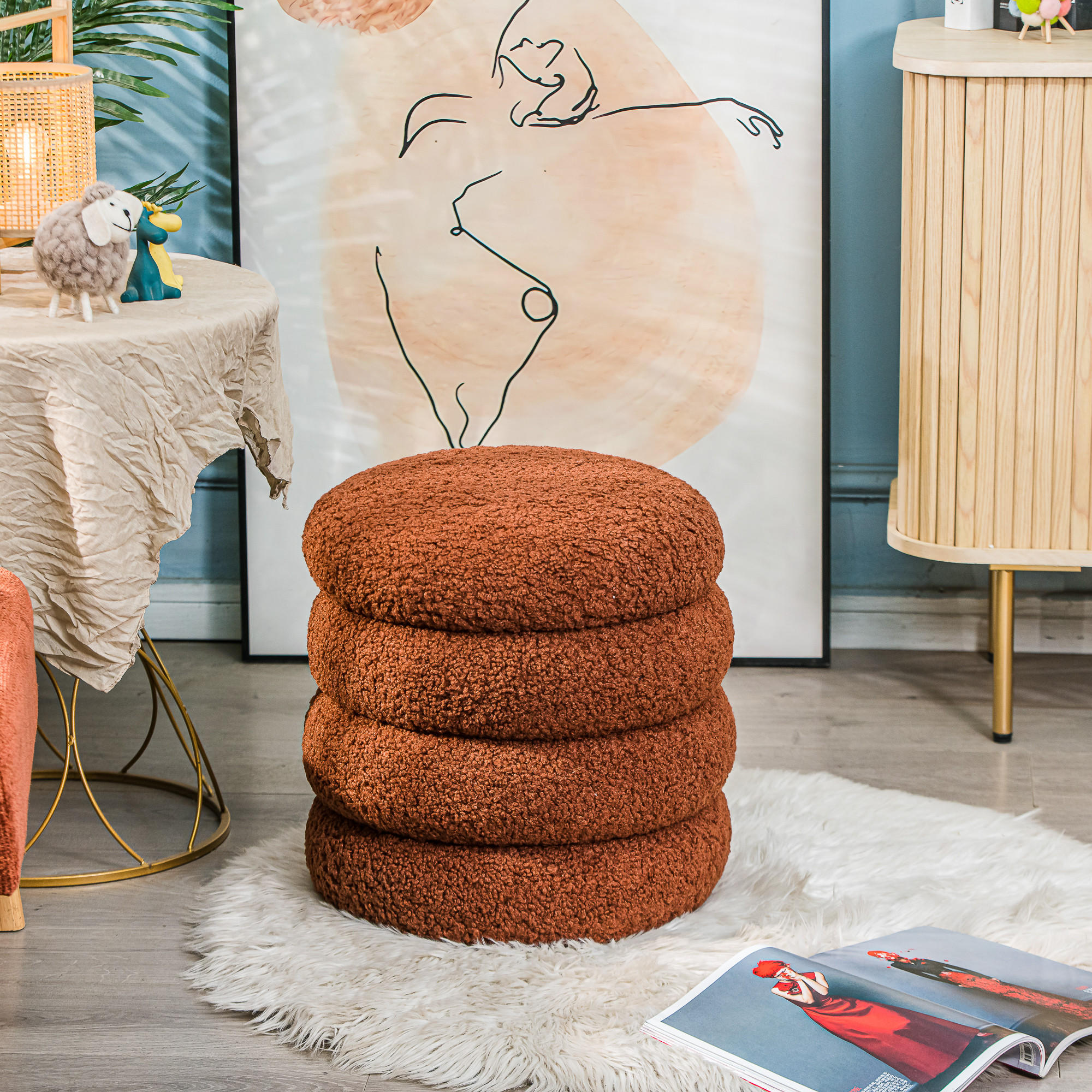 POUF Wolle Terrakotta - Rot, Textil (40/41/40cm) - Nordlys