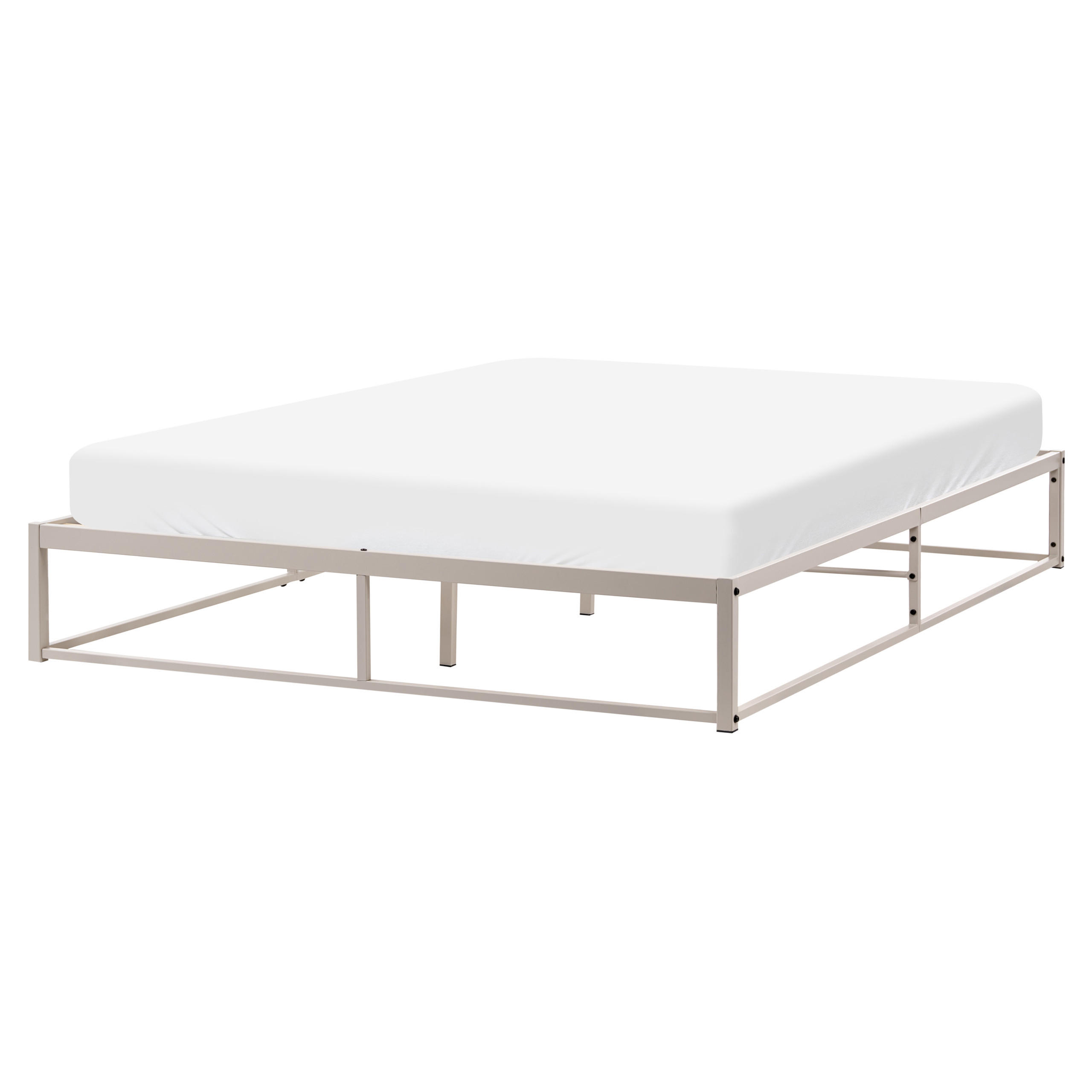 BETT ohne Kopfteil 160/200 cm Eisen Hellbeige Viry - Beige, Metall (160/200cm) - Beliani