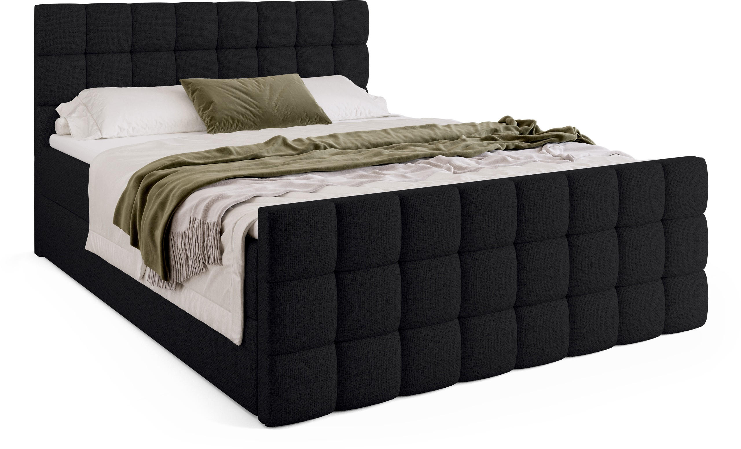 BOXBETT Dakota Duo mit Topper 140/200 Schwarz - Schwarz, Holz/Textil (140/200cm) - Bromarkt