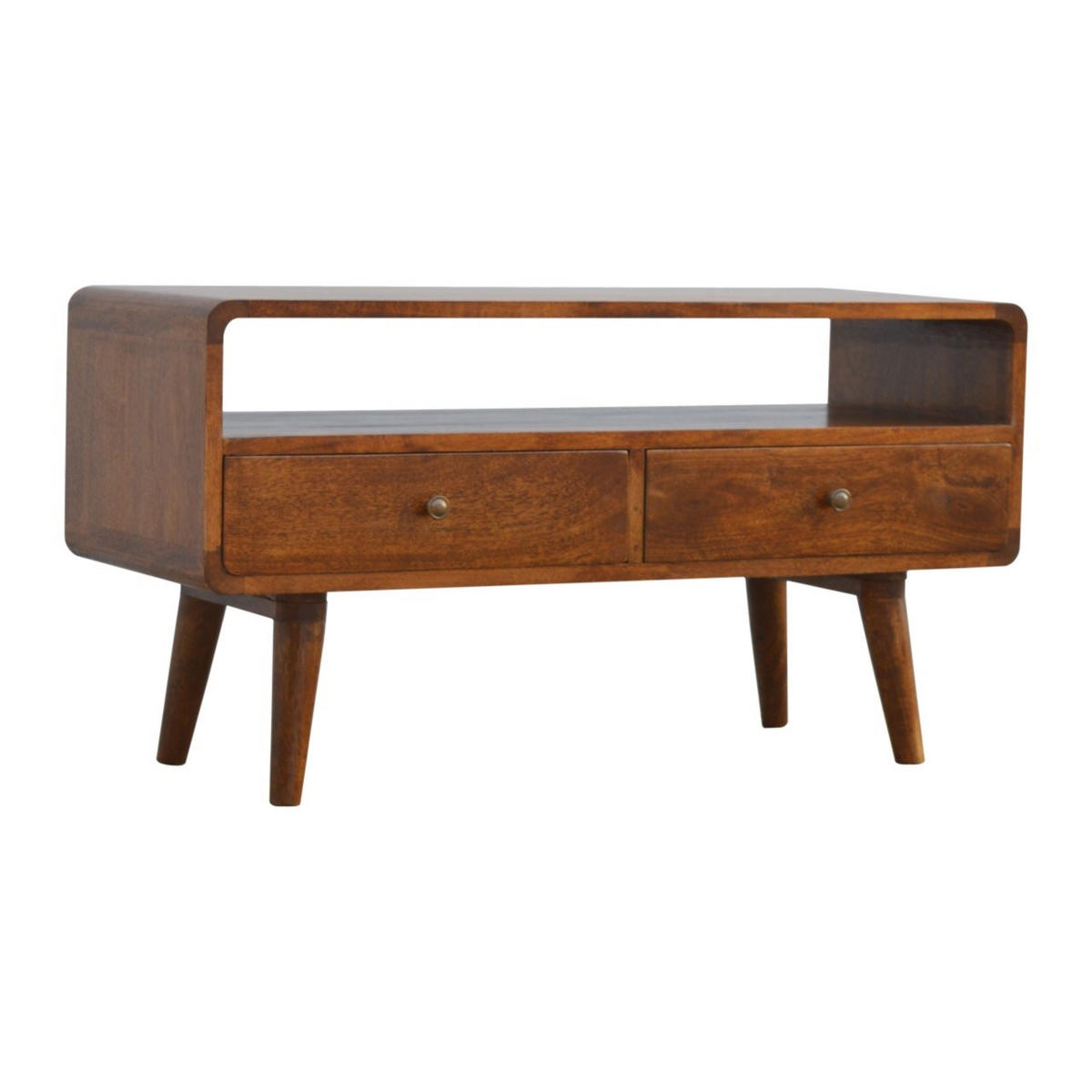 UKRIVLJENA KONZOLNA MIZA v kostanjevem zaključku - rjava, les (90/35/47cm) - Artisan Furniture
