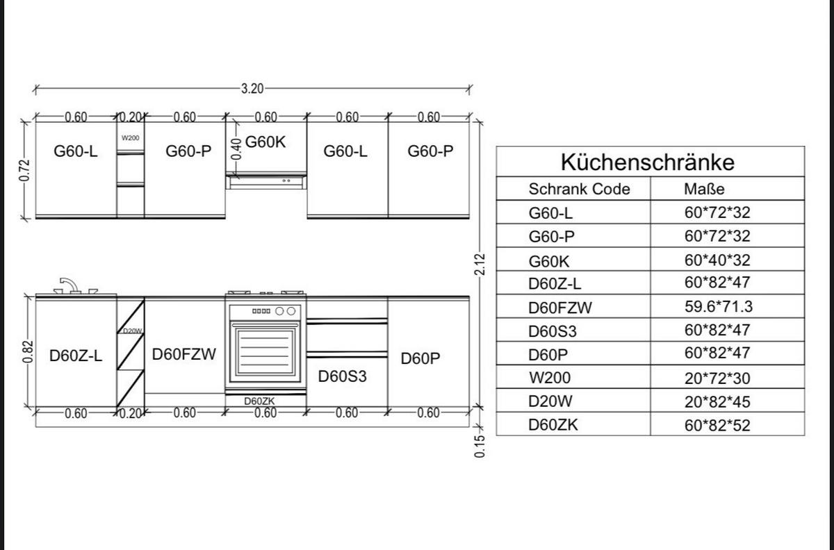 KÜCHENZEILE 320 cm - Aspen KA15-M320- in Grau/Hochglanz - Grau, Holz (320/212/52cm)