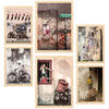 POSTER Set Mit 6 Graffiti Straßenkunst Bunte Schablone Vietnam A3 & A4 Rahmen Aus Hellem Holz - Beige, Papier (29/3cm) - Nacnic