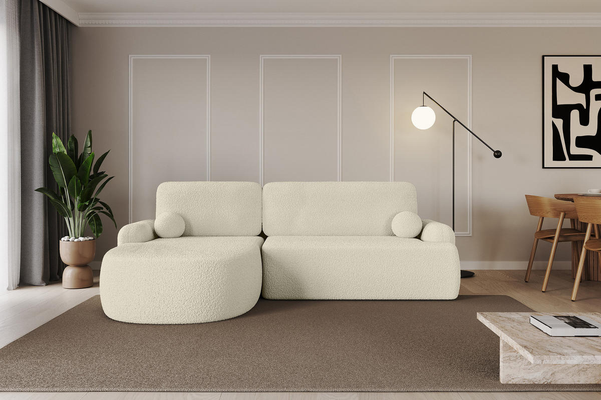 ECKSOFA mit Schlaffunktion und Bettkasten LIRA-L - 264x172x89 Beige - Beige, Holzwerkstoff/Textil (264/172cm) - ALTDECOR