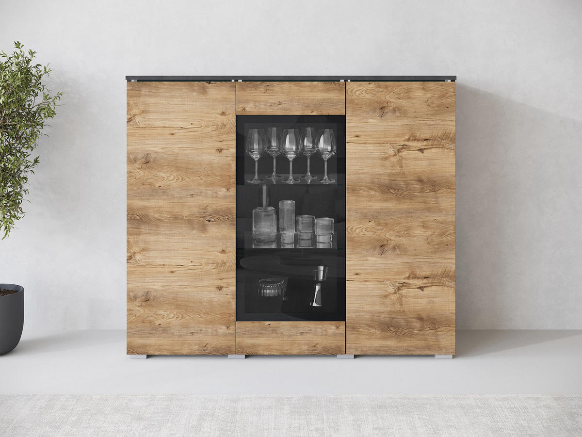 KOMMODE Vera 120 - Silberfarben/Braun, Holzwerkstoff/Kunststoff (120/104/40cm) - MIRJAN24