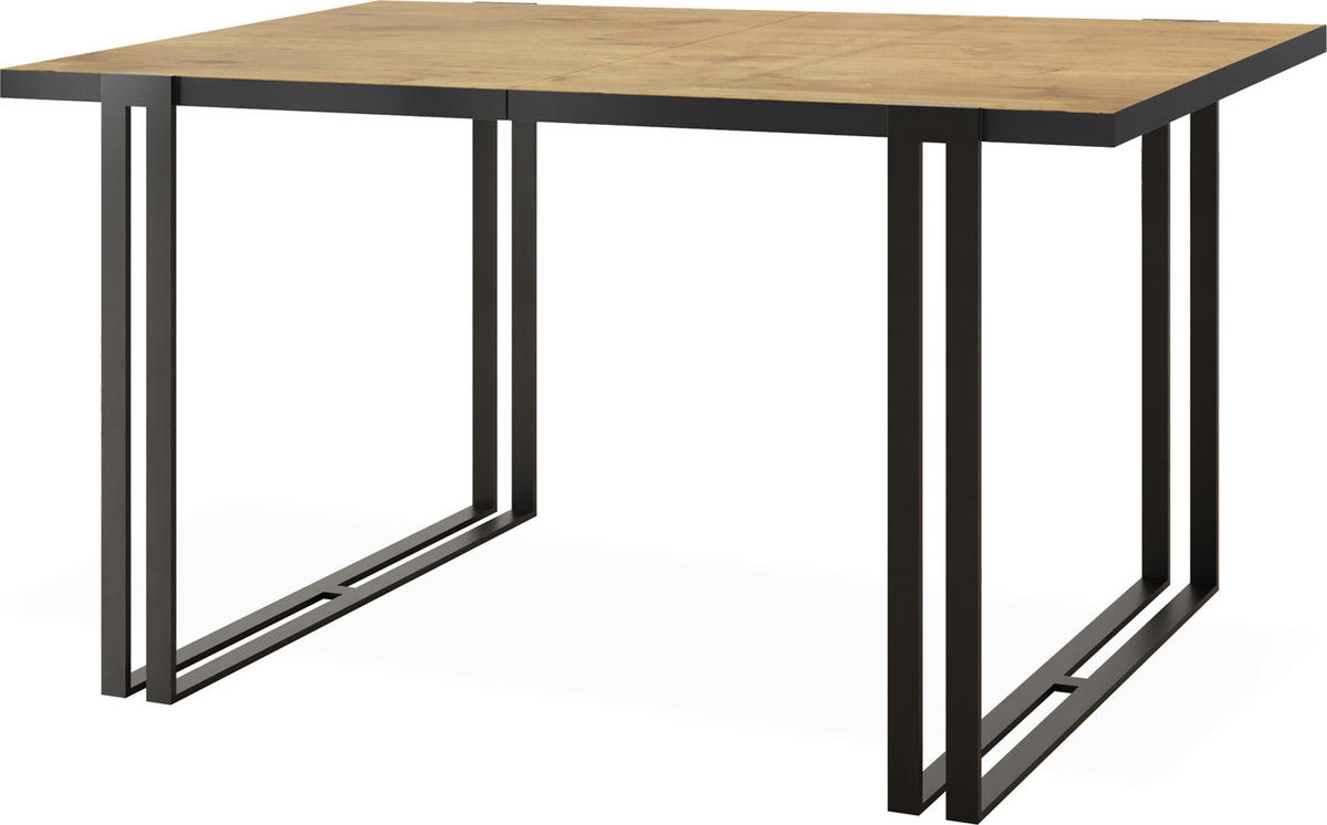 ESSTISCH Marina rechteckig ausziehbar, Lancelot Eiche 160-260/90/76 cm - Eichefarben/Schwarz, Holzwerkstoff/Metall (160/90/76cm) - WFL GROUP