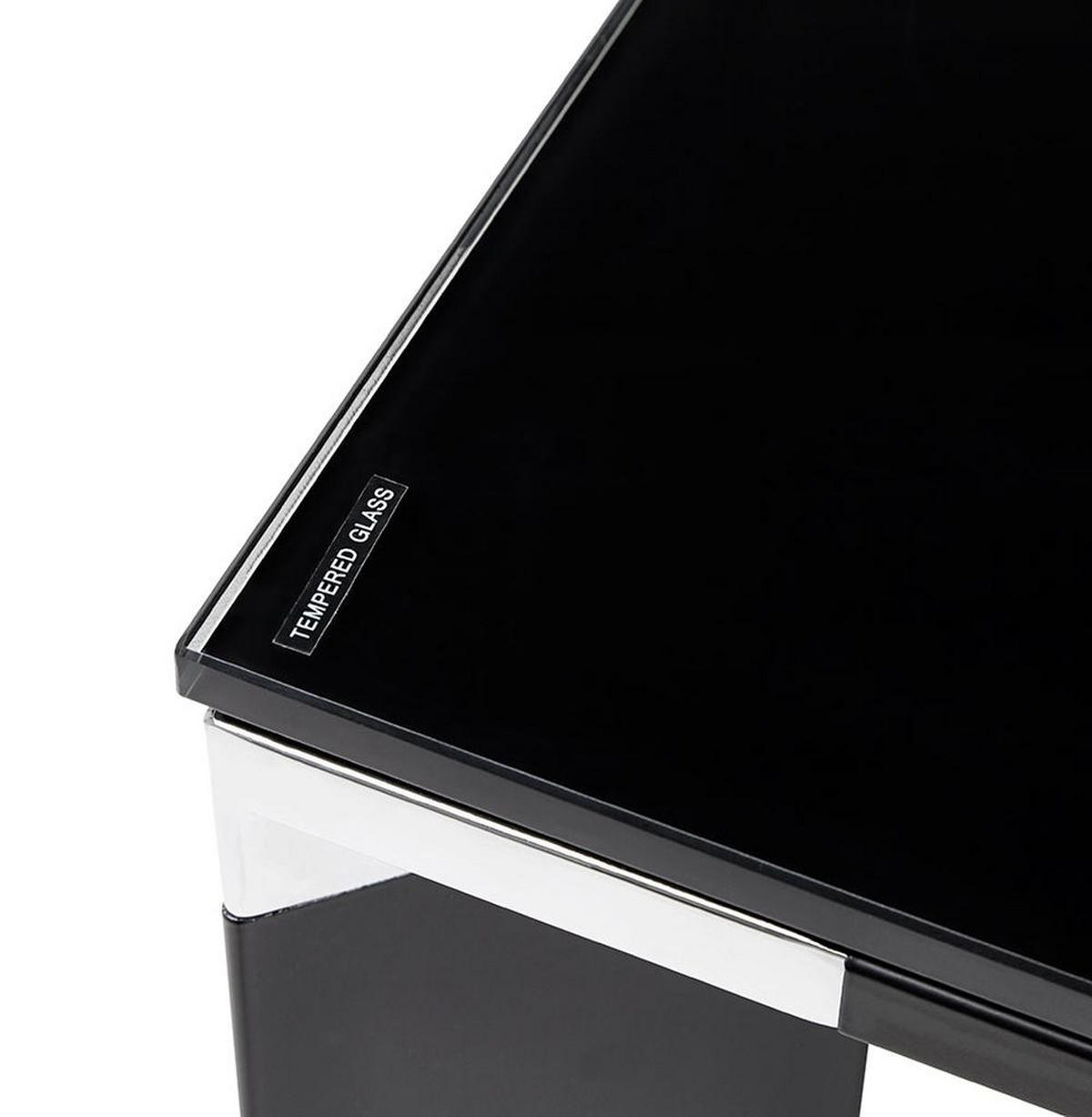 SCHREIBTISCH Glas Chromakzente Für Besprechungsraum KERIX, Schwarz 200x100x74 cm - Schwarz, Glas/Metall (100/200/74cm) - KADIMA DESIGN