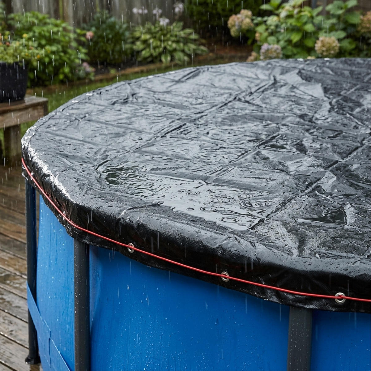 POOLABDECKUNG Schwarz rund Durchmesser 610 cm - Schwarz, Kunststoff/Metall (610/610cm) - Relaxdays
