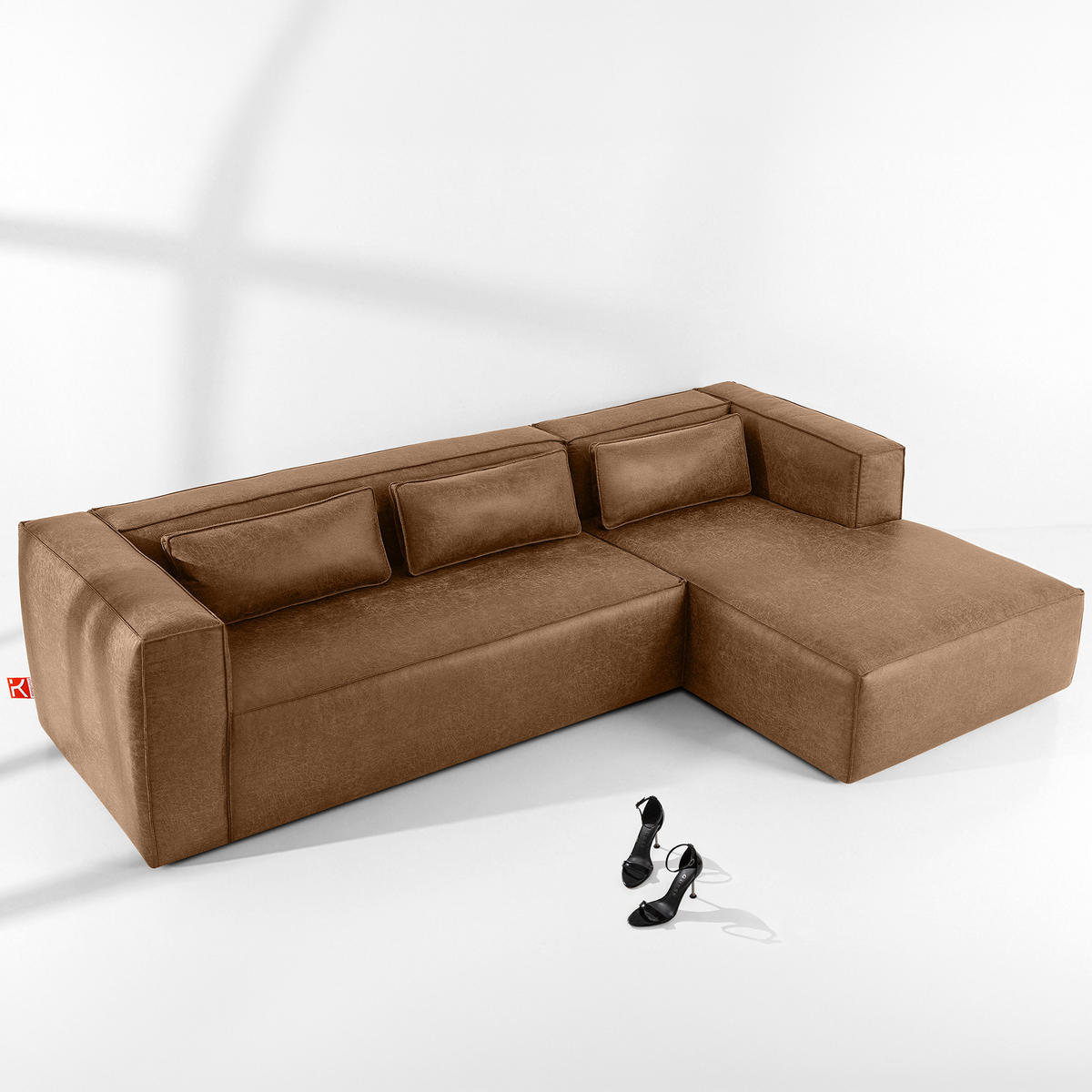 ECKSOFA RECHTS FEROX, Braun - Braun, Holz/Holzwerkstoff (300/175cm) - KONSIMO®