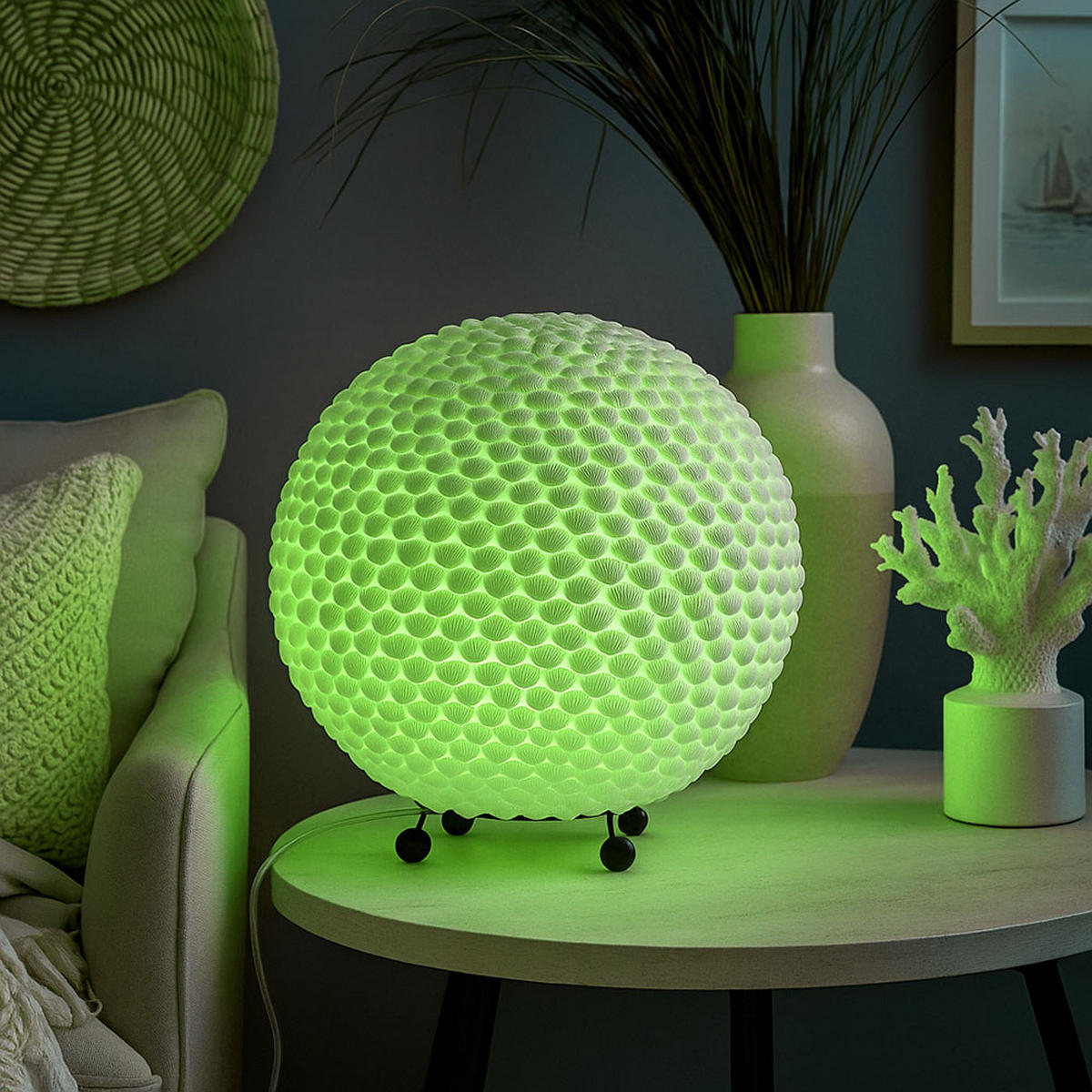 LED TISCHLEUCHTE Bali Weiß - Weiß, Metall (25/25/27cm)