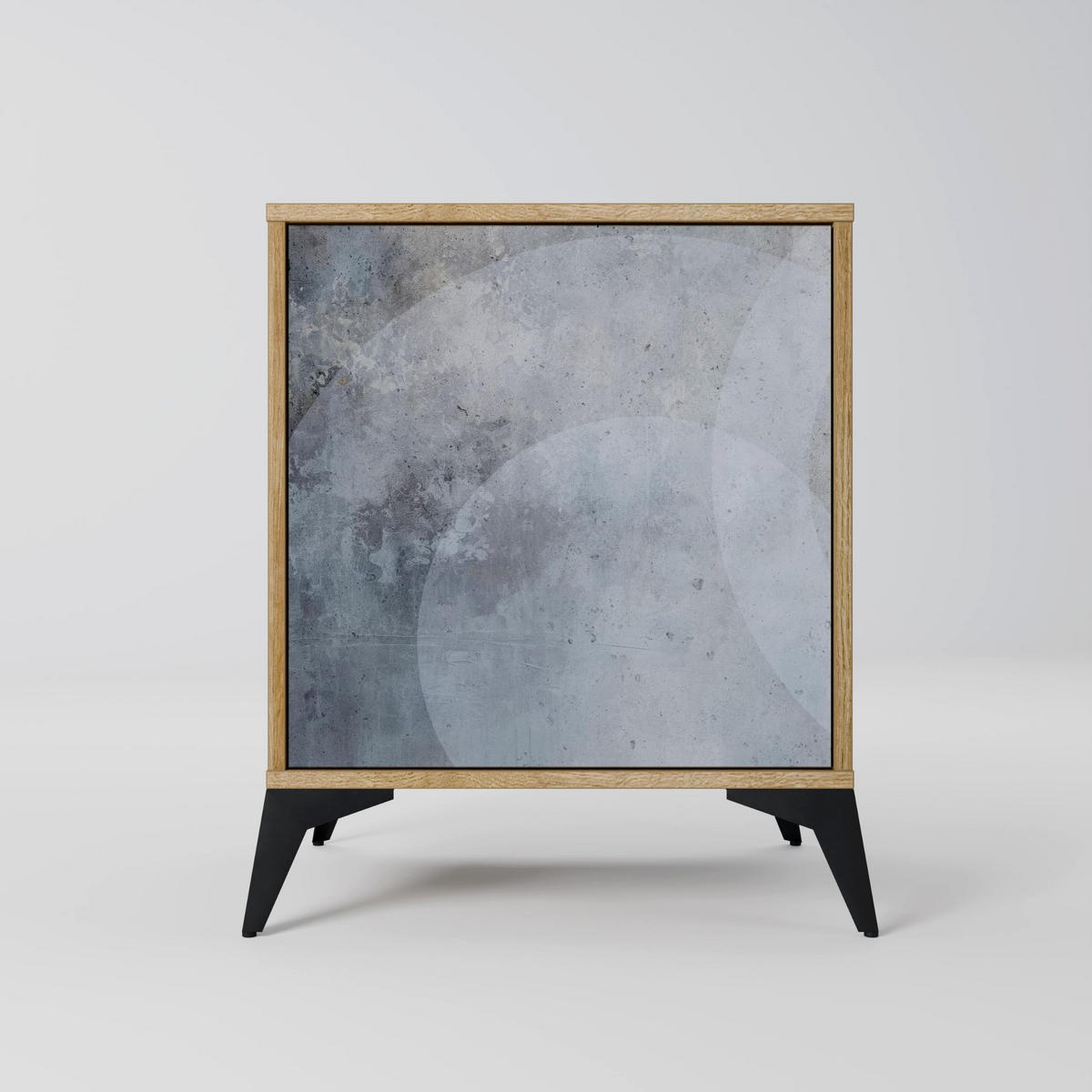 SIDEBOARD MUTED ARC, Eichefarben, 57,5x42x72,5 cm, Schwarze Metallfüße - Eichefarben/Multicolor, Holzwerkstoff/Metall (57.5/72.5/42cm) - SpaceRebels