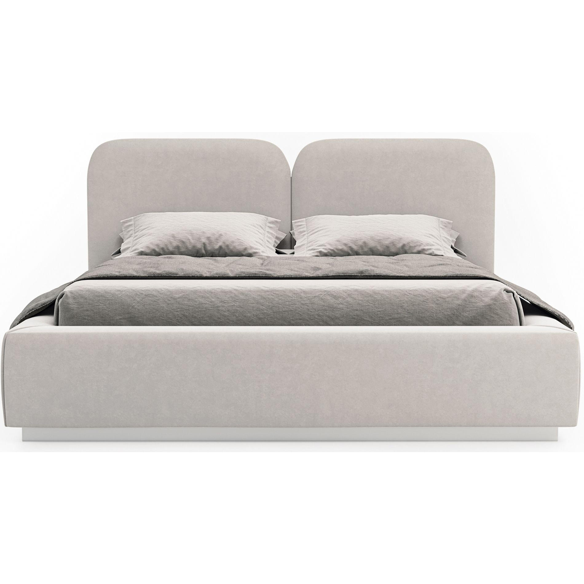 POLSTERBETT Comoves 140x200 Greige mit Veloursbezug und LED - Taupe, Textil (140/200cm) - Selsey