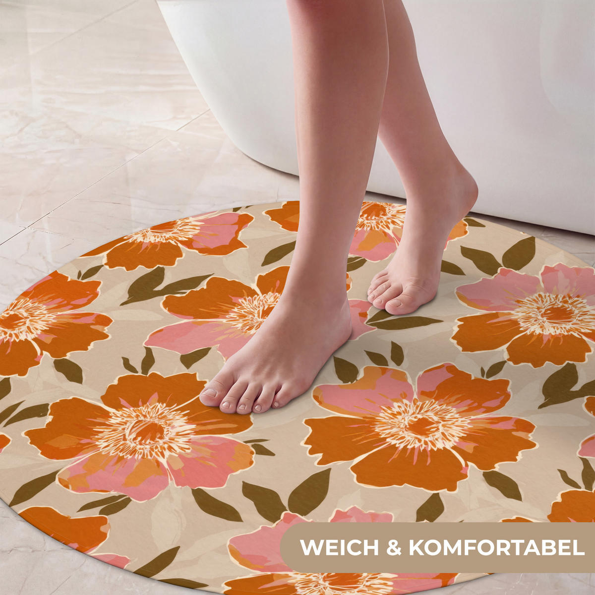 KÚPEĽŇOVÁ PREDLOŽKA Kvety - Motív - Retro 70x70 cm - viacfarebná, textil/plast (70/70cm) - OnlyWow