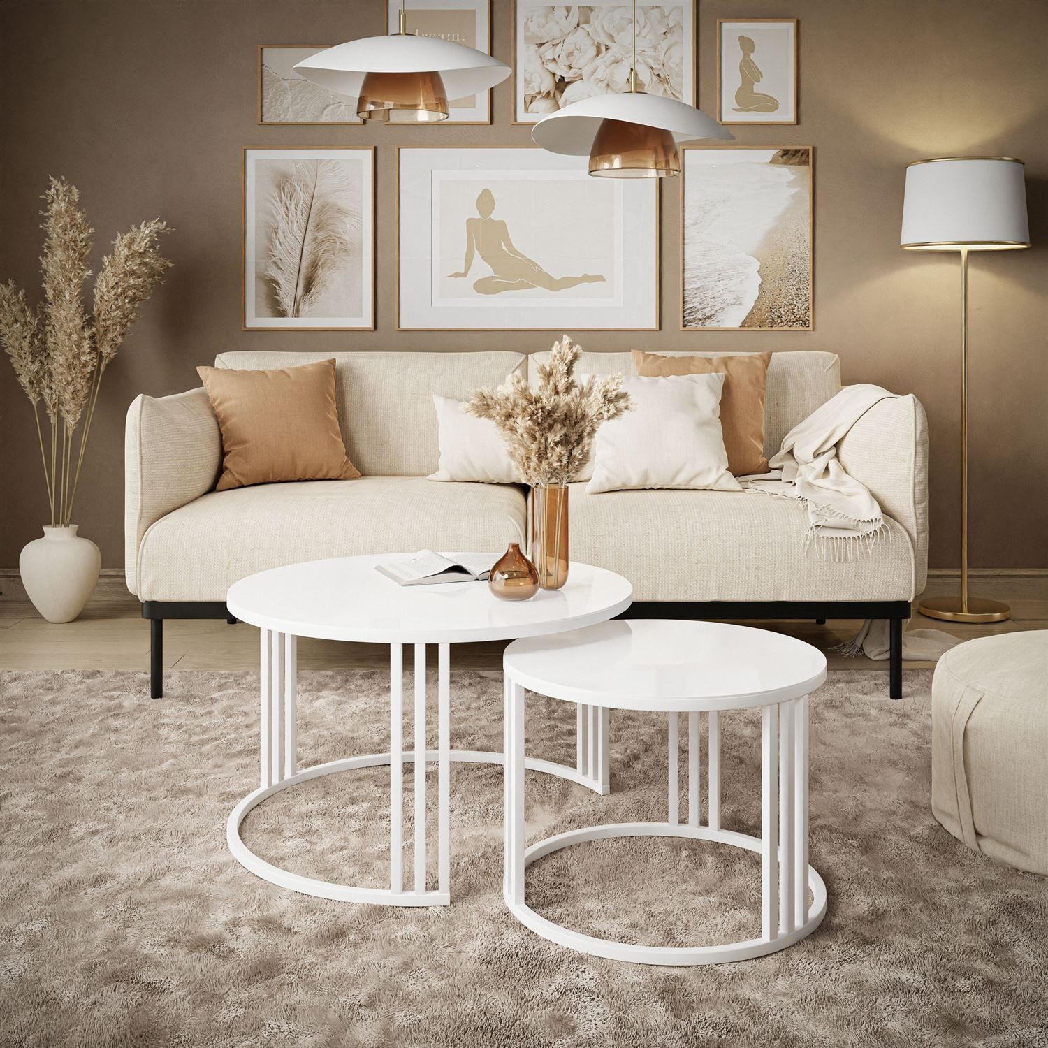 COUCHTISCH 2 in 1 LORI GLASS - Weiß, Glas (70/70/47cm) - Lookway