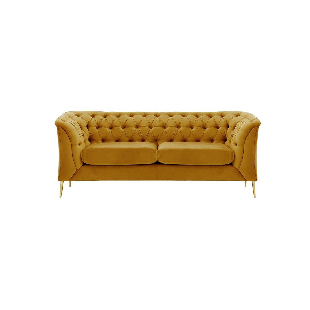 ZWEISITZER-SOFA Chesterfield Modern-Velluto 8 - Gelb, Holz/Textil (183/74/80cm)