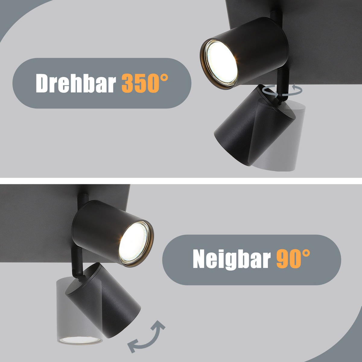 STRAHLER Baunach 4-flammig 25/25/14.4 cm - Schwarz, Metall (25/25/14.4cm) - Nettlife