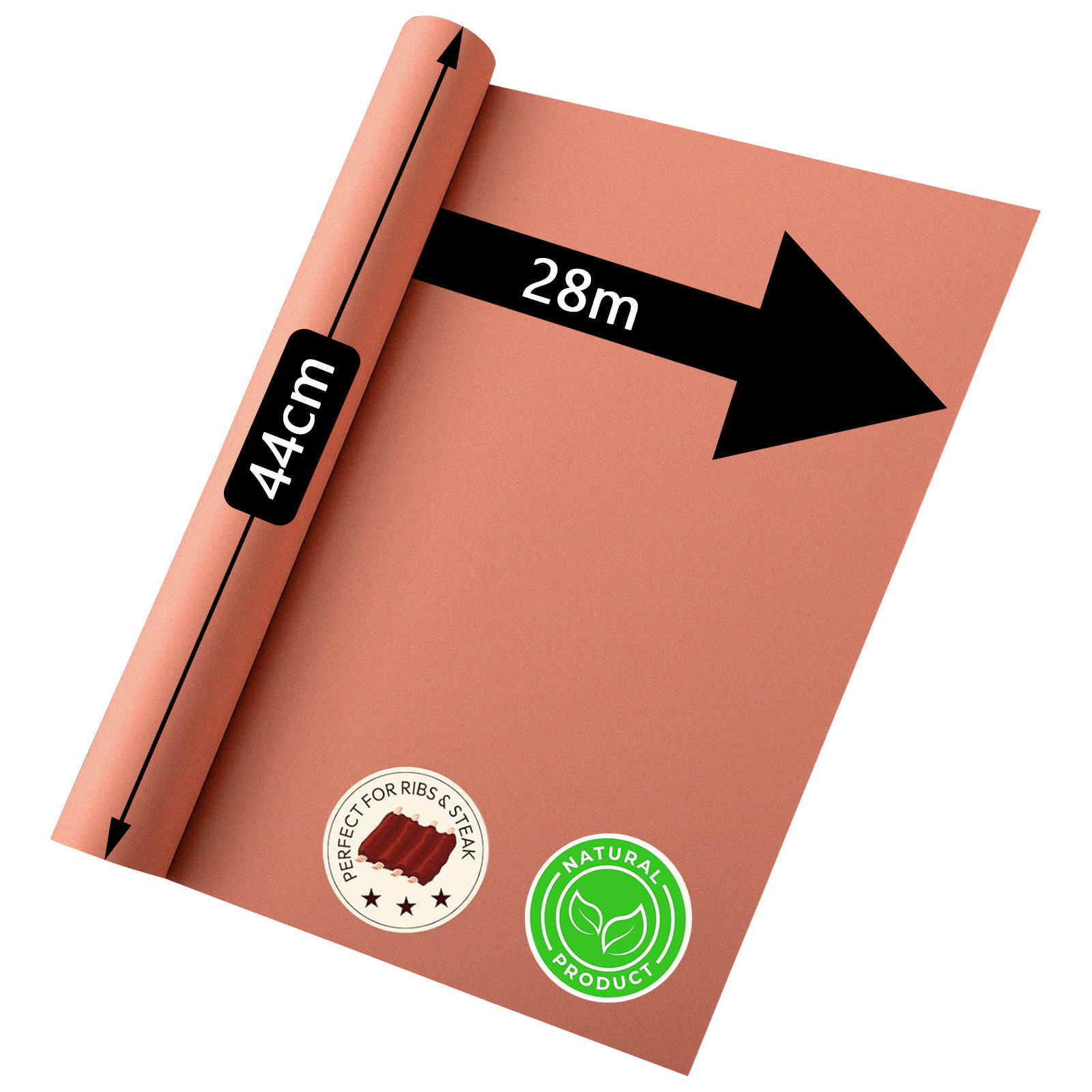 BUTCHER Paper Rolle 40 cm x 28 m, BBQ Kraftpapier für Grillen & Smoken - Braun, Textil (28/44/44cm)
