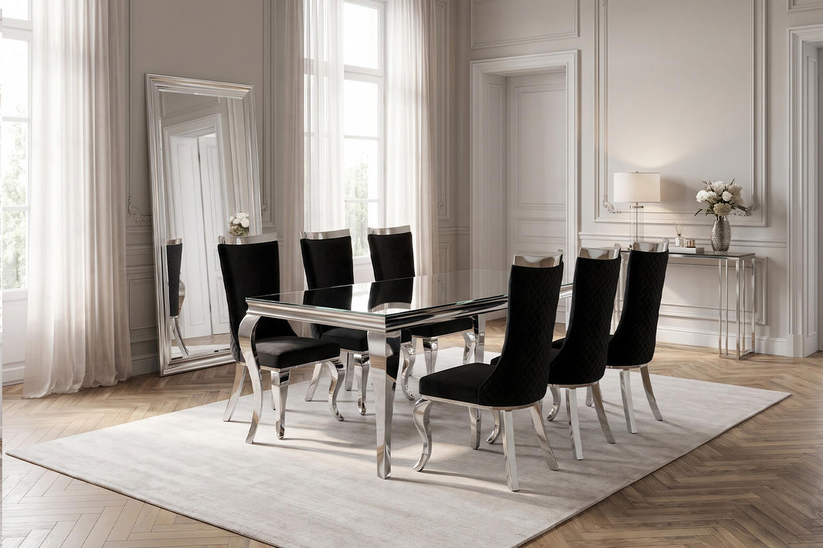 ESSZIMMERSTUHL SELENA Schwarz Velvet (1er-Set) - Schwarz, Textil (54/109/64cm) - KAWOLA
