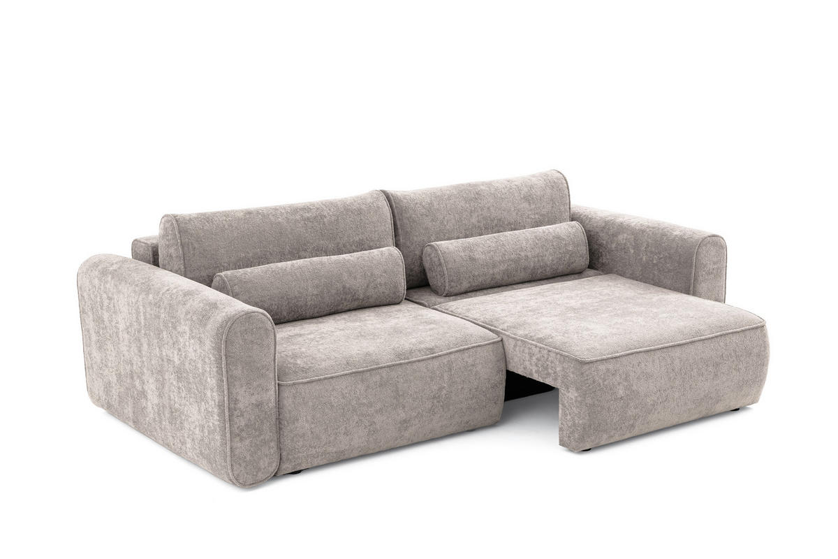 ECKSOFA Motion mit Schlaffunktion Funktional 3-sitzer Sofa - Hellgrau, Textil (250/120cm) - Muffo