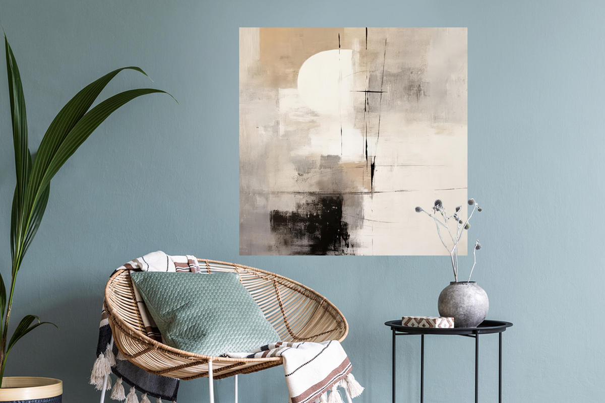 WANDTATTOO Abstrakt - Kunst - Grau 50x50 cm - Hellgrau, Kunststoff (50/50/0.1cm) - MuchoWow