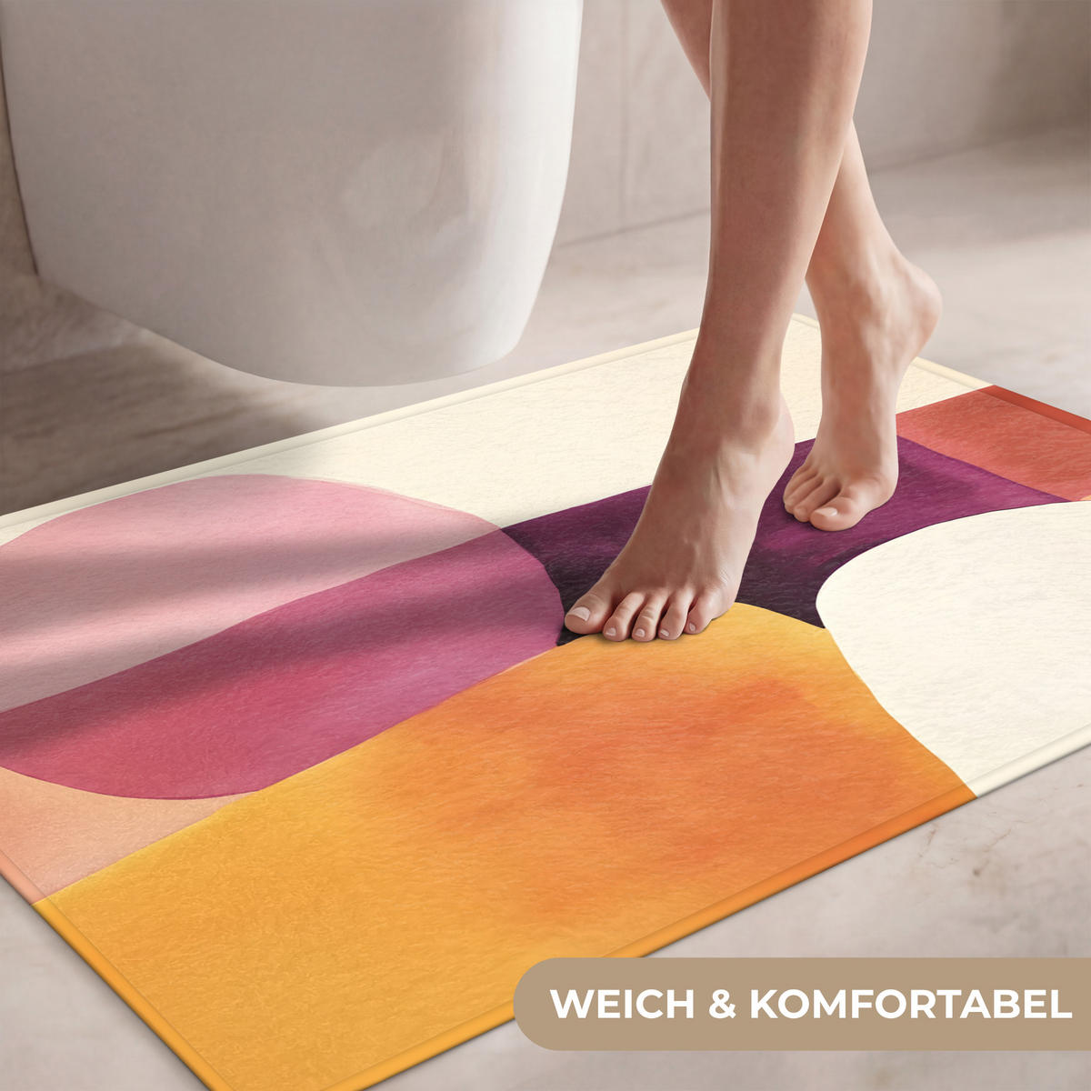 WC PŘEDLOŽKA Tvary - abstraktní - barevné 90x60 cm - terakotová, textil/plast (90/1cm) - OnlyWow