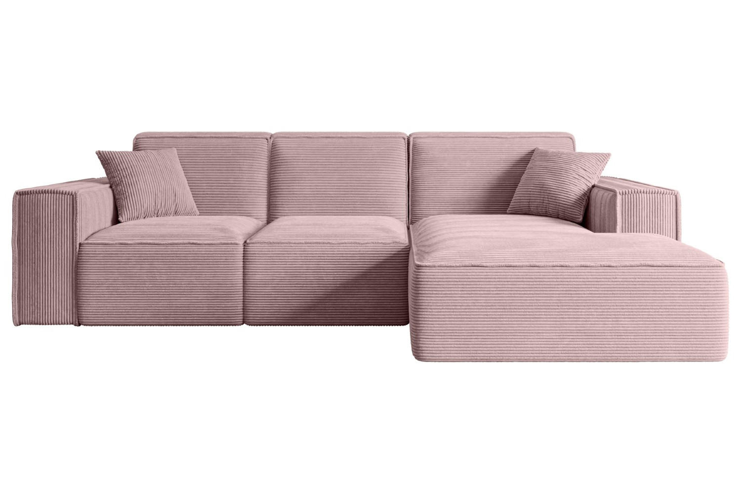 ALTDECOR ROHOVÁ SEDACÍ SOUPRAVA s otomanem vpravo SERRA-L – 266 × 169 × 80 cm, růžový manšestr