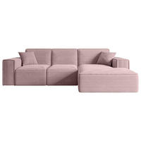 ECKSOFA Ottomane Rechts SERRA-L - 266x165x73 cm Rosa Cord - Schwarz/Rosa, Holzwerkstoff/Kunststoff (266/165cm) - ALTDECOR