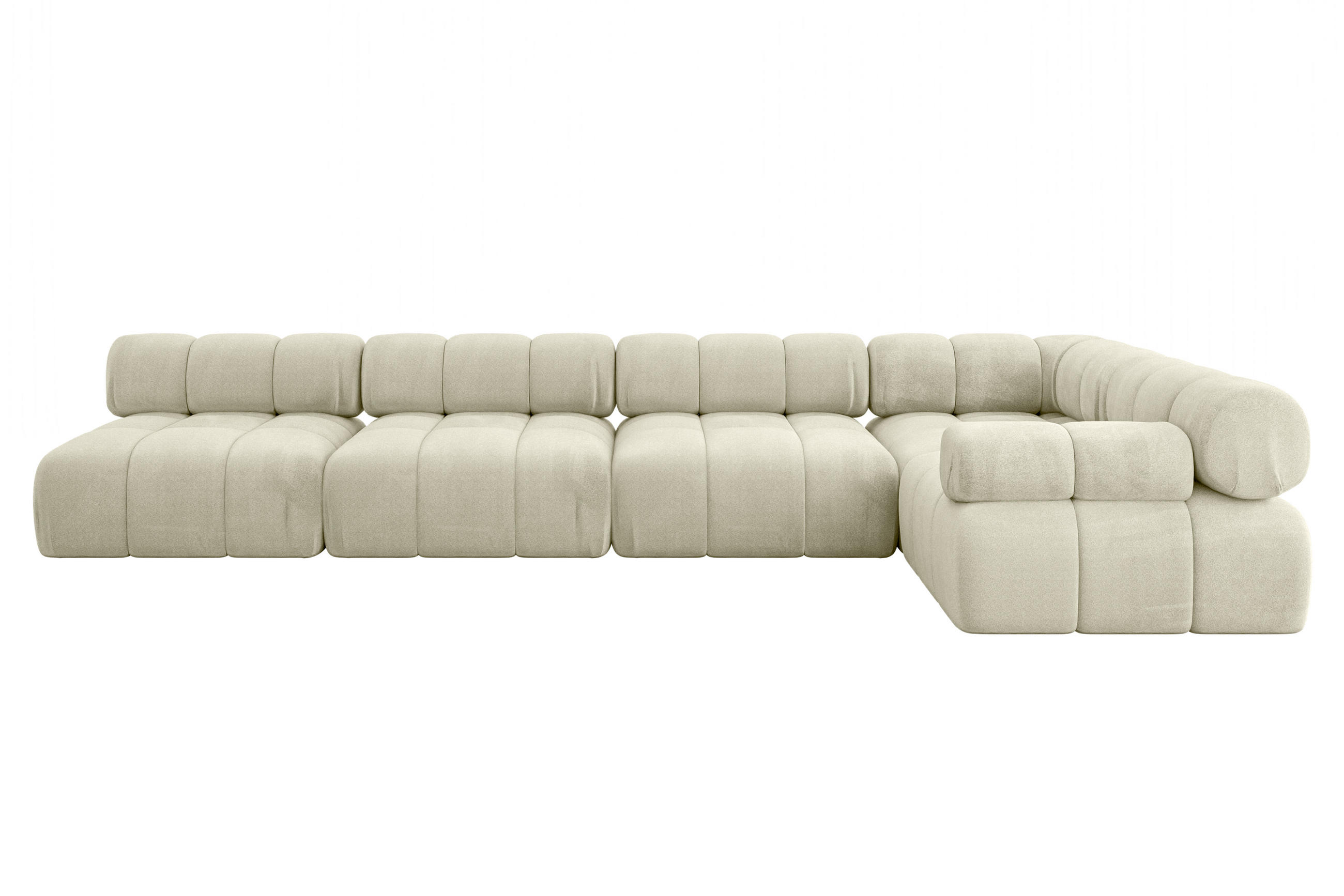 ECKSOFA modulares Sofa Mende-L3 - 380x190x70 cm Beige Velours - Beige, Holzwerkstoff/Textil (380/190cm) - ALTDECOR