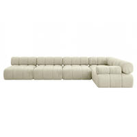 ECKSOFA modulares Sofa Mende-L3 - 380x190x70 cm Beige Velours - Beige, Holzwerkstoff/Textil (380/190cm) - ALTDECOR