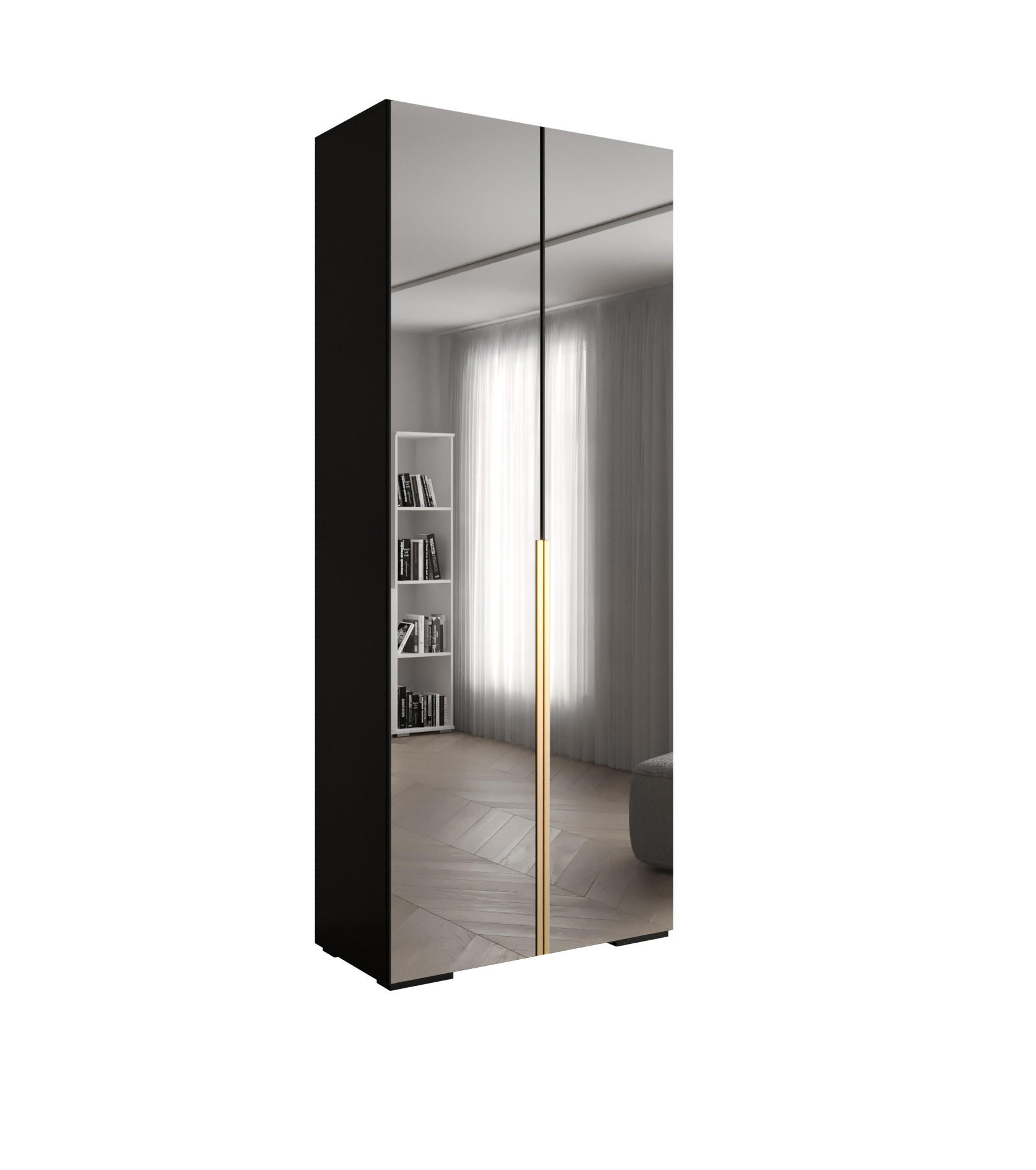 DREHTÜRENSCHRANK 236.7/100/47 2-türig - Goldfarben/Schwarz, Holz/Metall (100/236.7/47cm) - Abiks Möbel