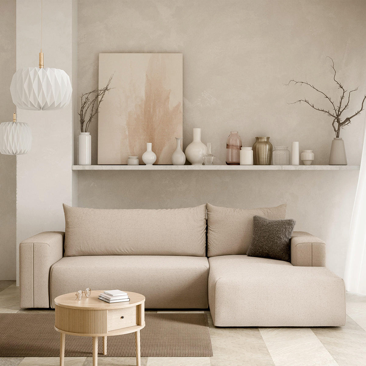ECKSOFA Bliss 3 Sitzplätze Beige - Beige, Holz (268/163cm) - Petits-meubles