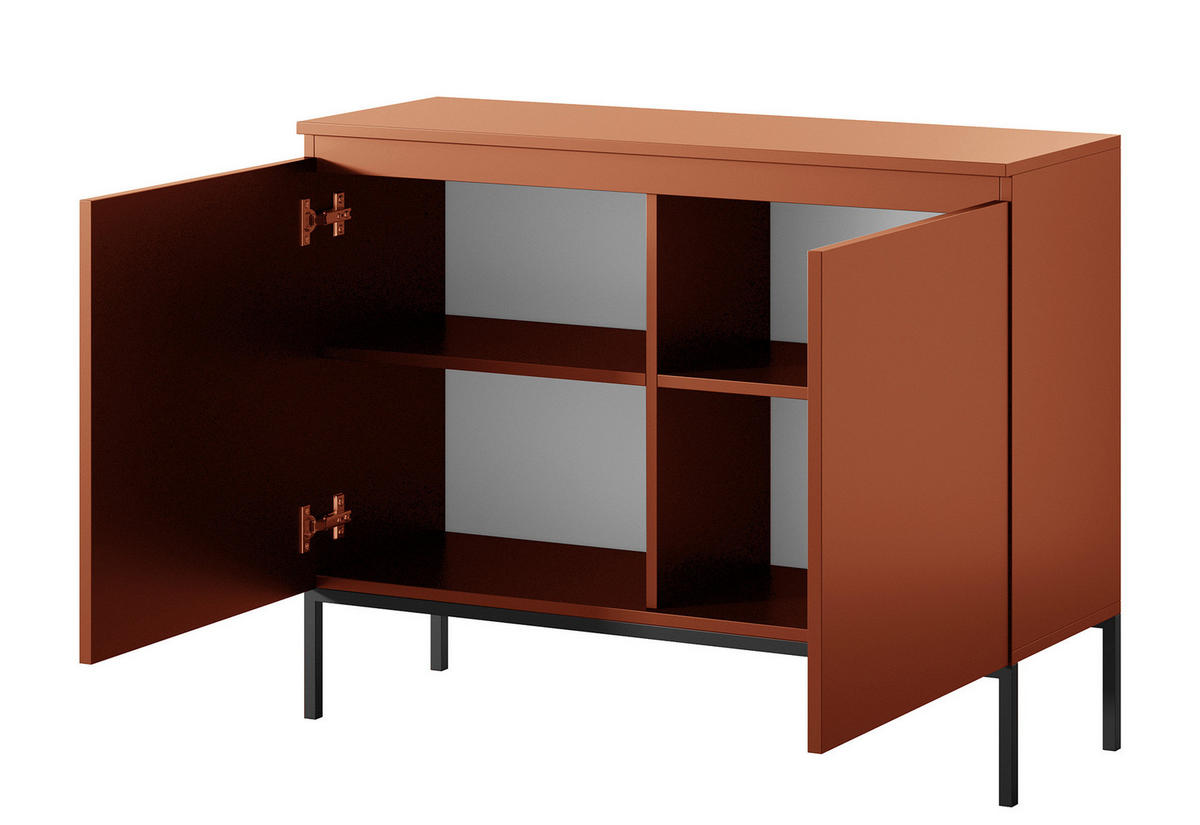 SIDEBOARD Bemmi Ziegelrot mit Metallbeinen 100 cm - Dunkelorange/Schwarz, Holzwerkstoff/Metall (100/77/35cm) - Selsey